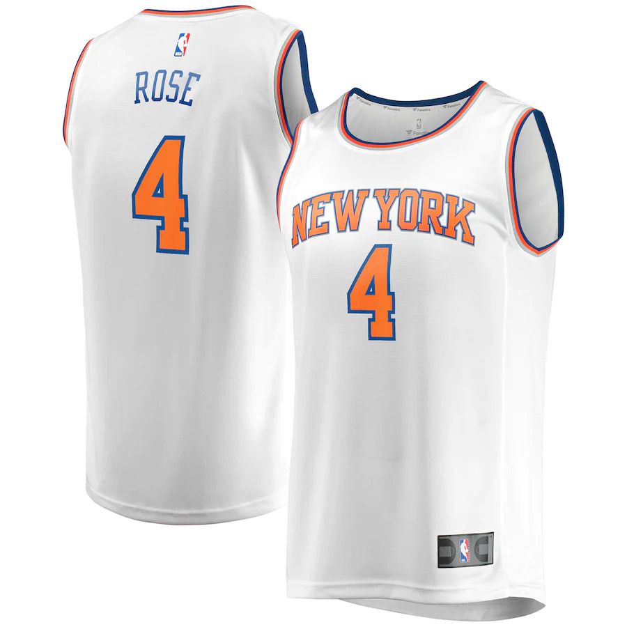 Men New York Knicks #4 Derrick Rose Fanatics Branded White 2022-23 Fast Break Replica NBA Jersey